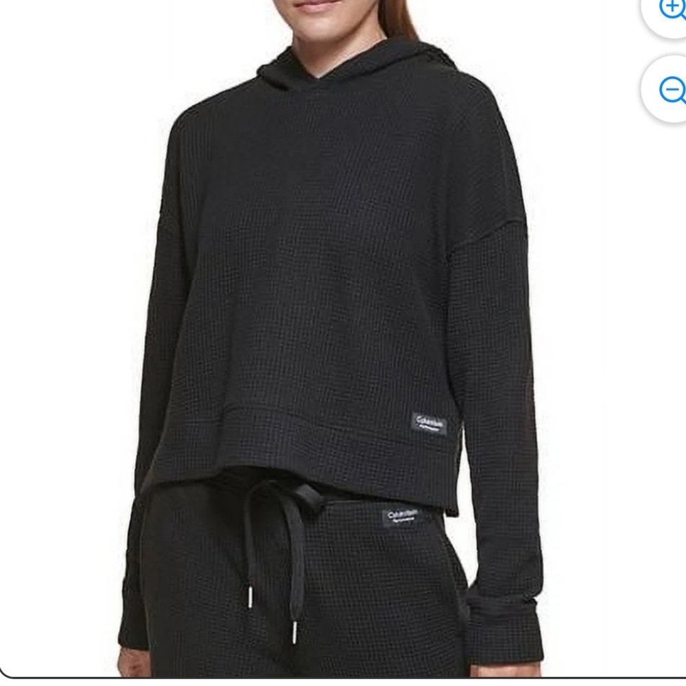 Calvin Klein Performance Womens Waffle Hoodie sweater cotton blend Black size M